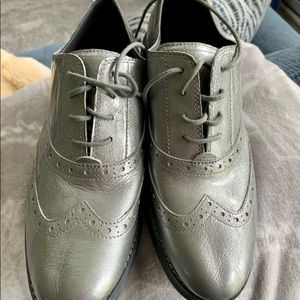 Cole Haan Original Grand Waterproof Wingtip Silver Oxford Shoes - Women size 8